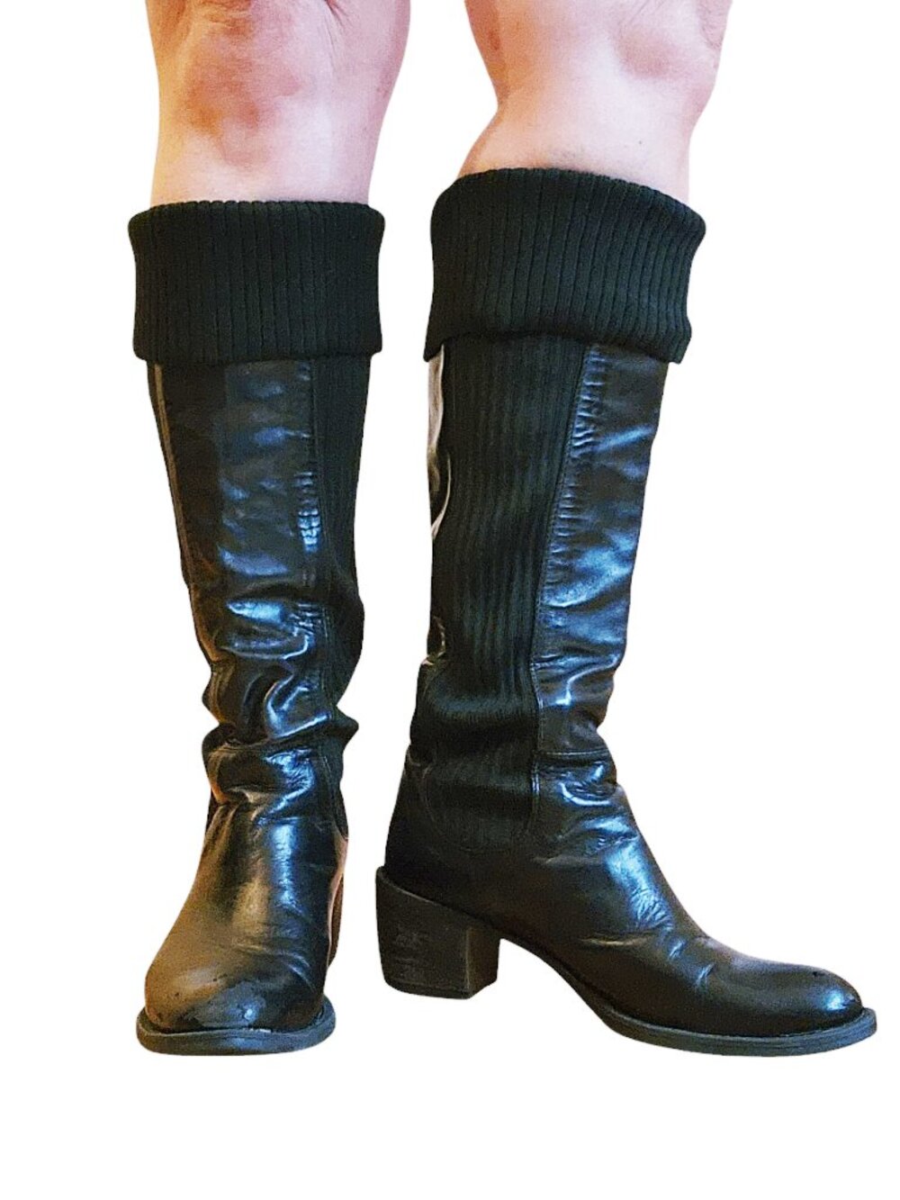 Women Leather Knit Boots